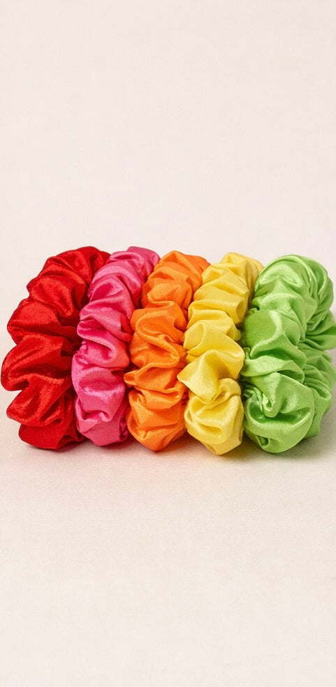 Lumi Belle Satin Scrunchie Set – Soft Hair Protection (5 Pack)