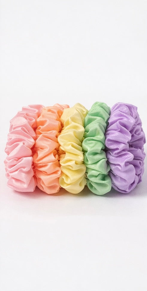 Lumi Belle Satin Scrunchie Set – Soft Hair Protection (5 Pack)